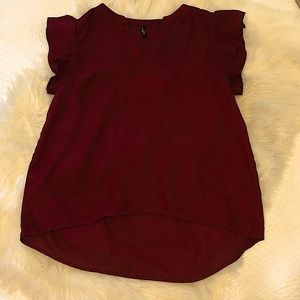 Dark red short sleeve blouse